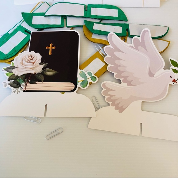 9 Piece First Communion/Baptism Decorations Honeycomb Centerpieces Table Décor - Picture 3 of 9